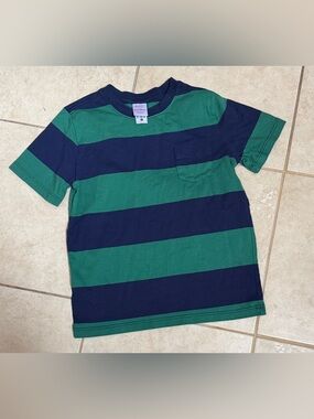 Hanna Andersson Short Sleeve Striped Pocket Tee - Green & Navy